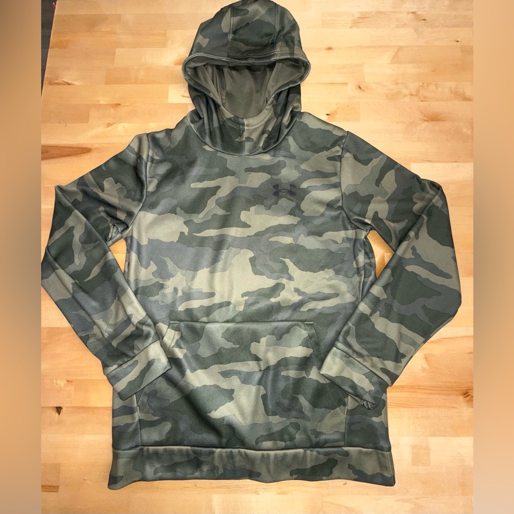 Under Armour Boys Camo Hoodie Youth Large YLG Loose Fit Fleece Sweatshirt NWT